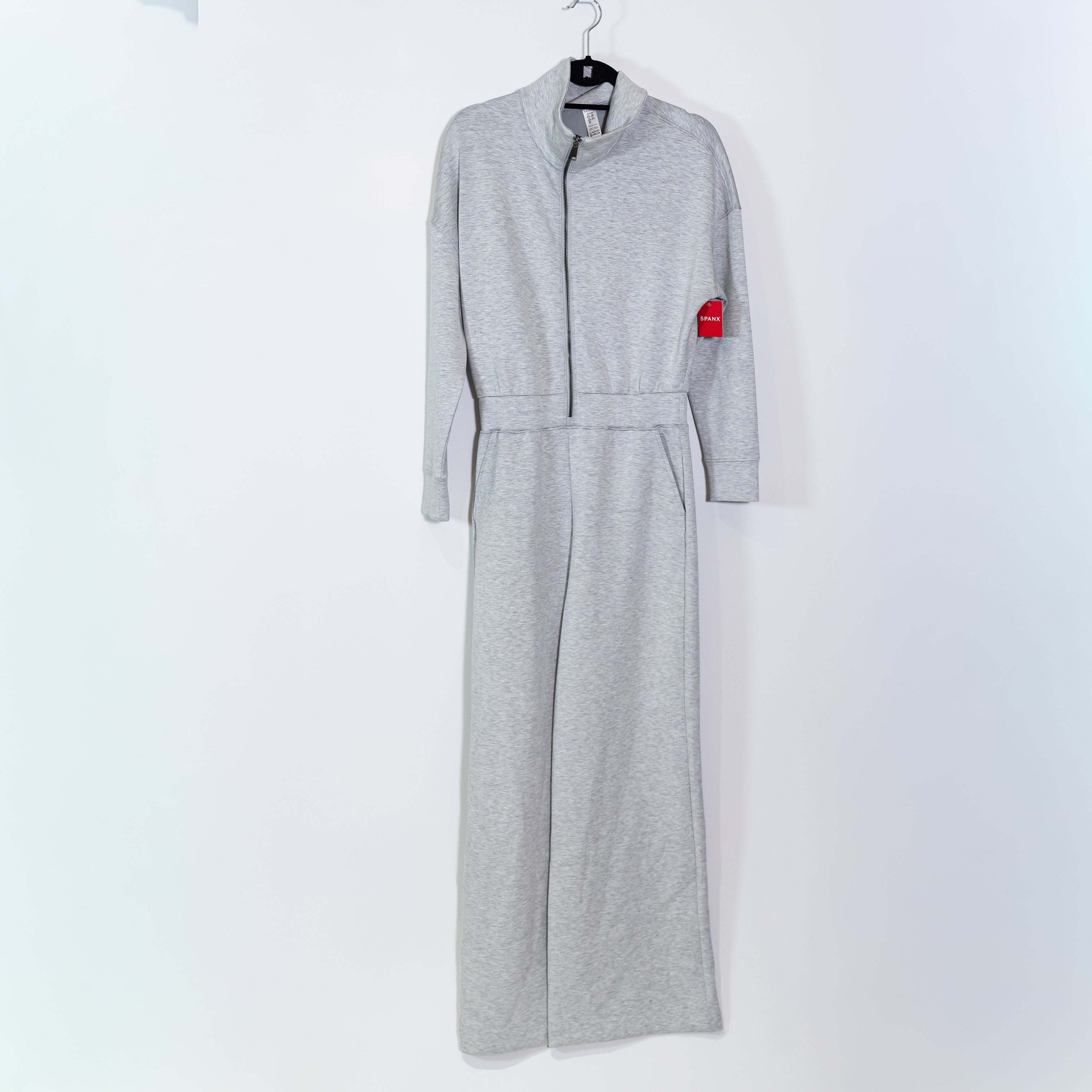NEW Spanx Airessentials Wide Leg Stretch Full Length Jumpsuit Heather Gray M
