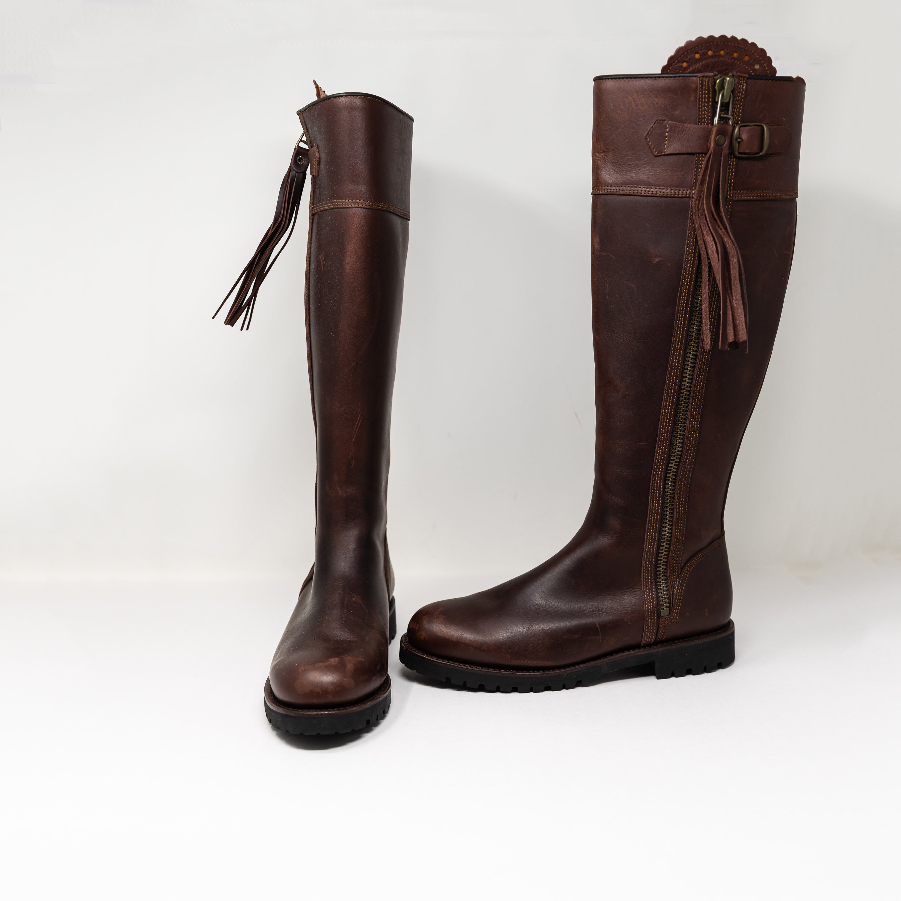 NEW Penelope Chilvers Tassel Knee High Genuine Leather Boots Shoes 227 Conker 9