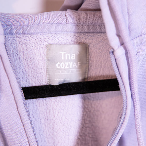 Aritzia TNA CozyAF Boyfriend Fleece Cotton Full Zip Hoodie Sweatshirt Jacket 2