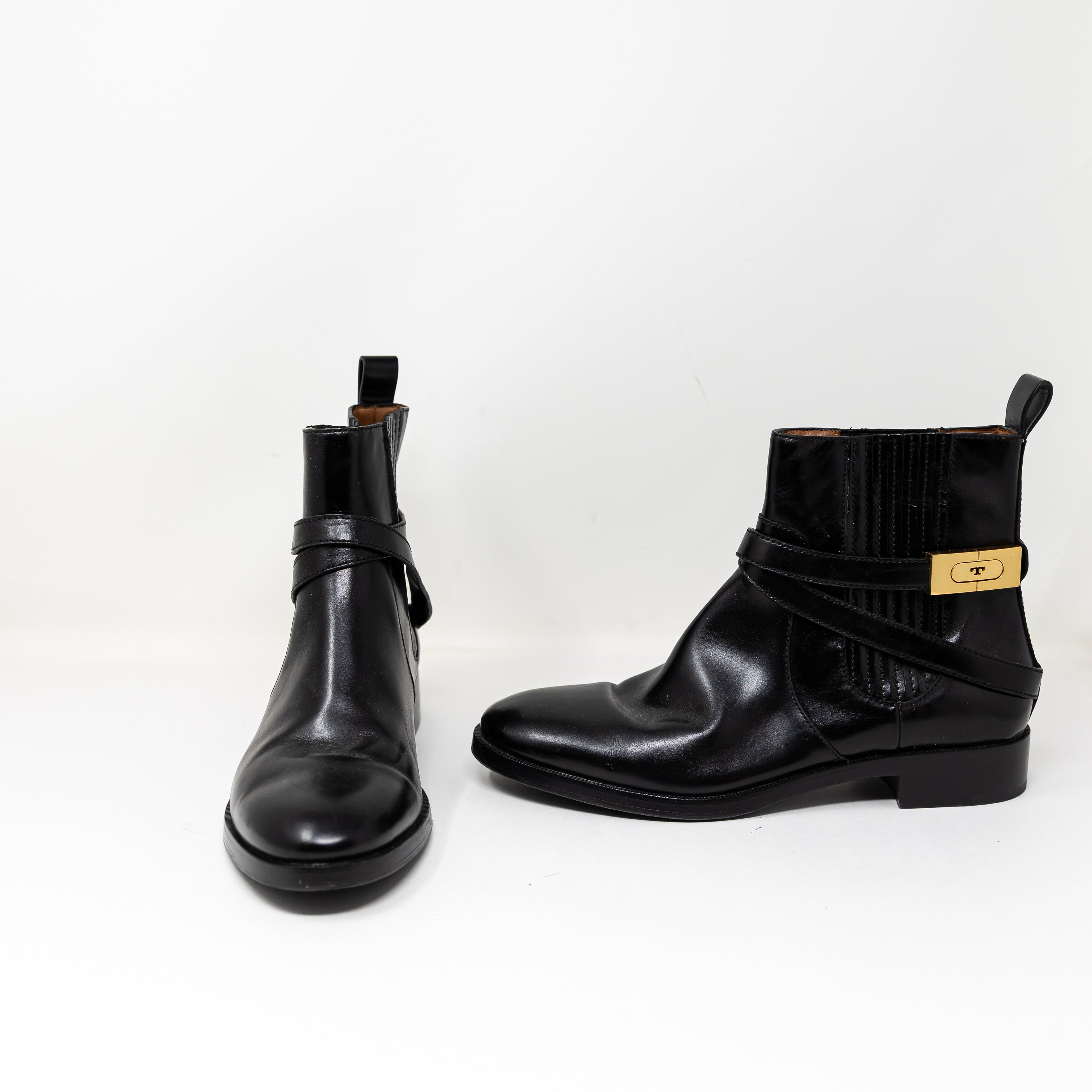 Tory Burch T Hardware Chelsea Ankle Wrap Genuine Leather Ankle Booties Boot Shoe