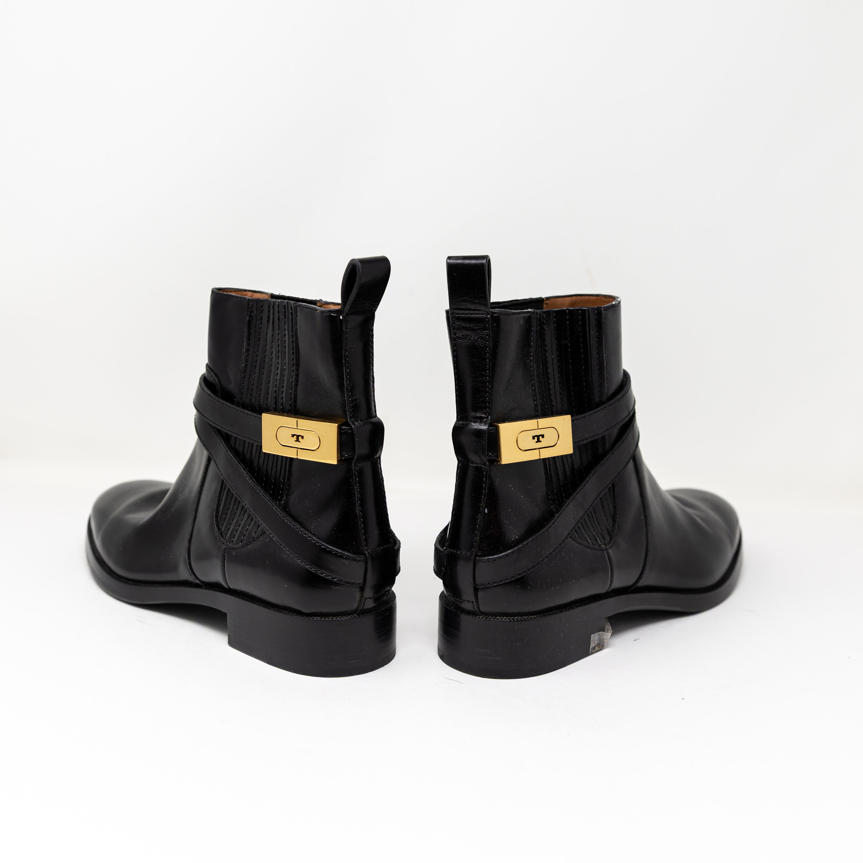 Tory Burch T Hardware Chelsea Ankle Wrap Genuine Leather Ankle Booties Boot Shoe