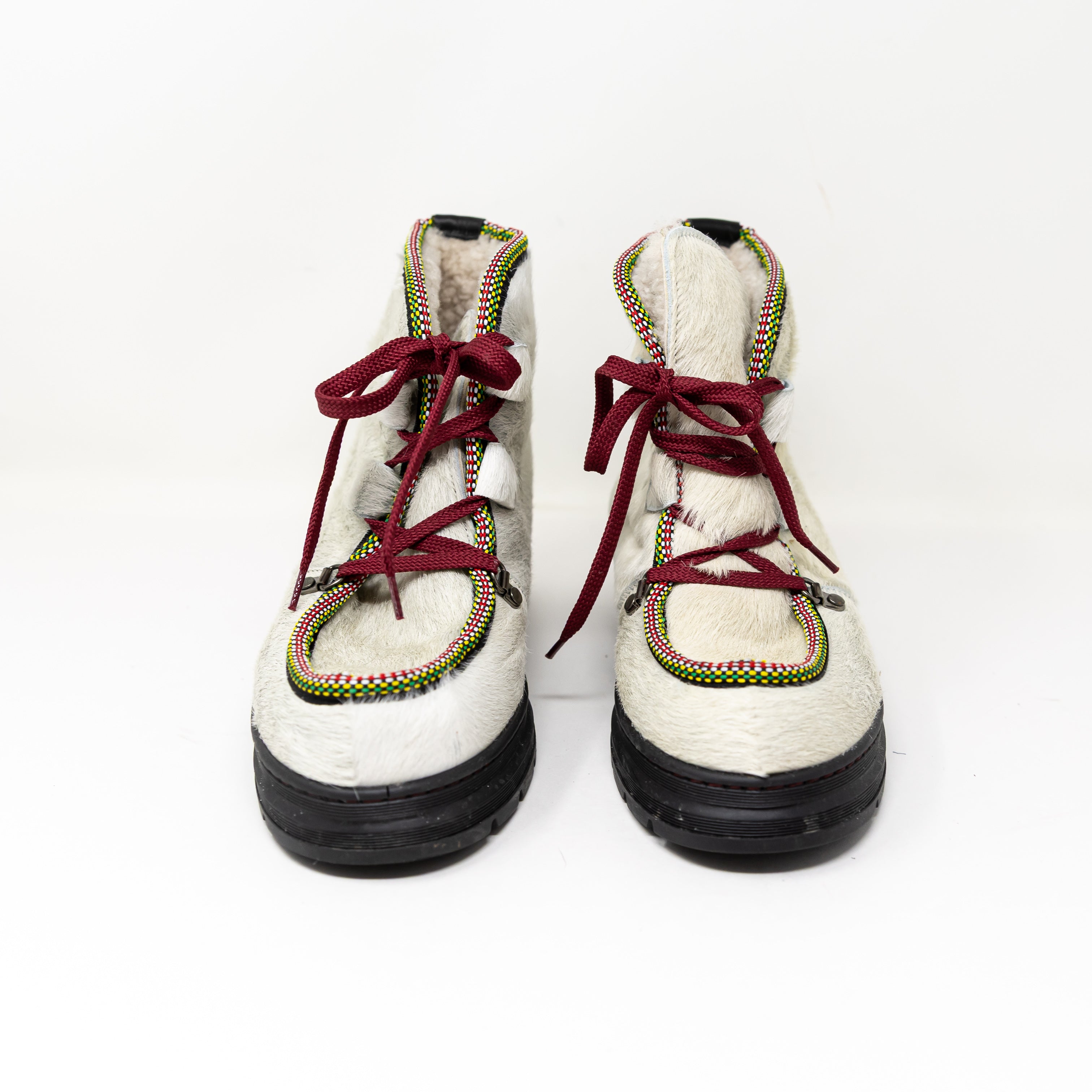 NEW Penelope Chilvers Incredible Fur Lace Up Ankle Booties Shoes Winter White 10