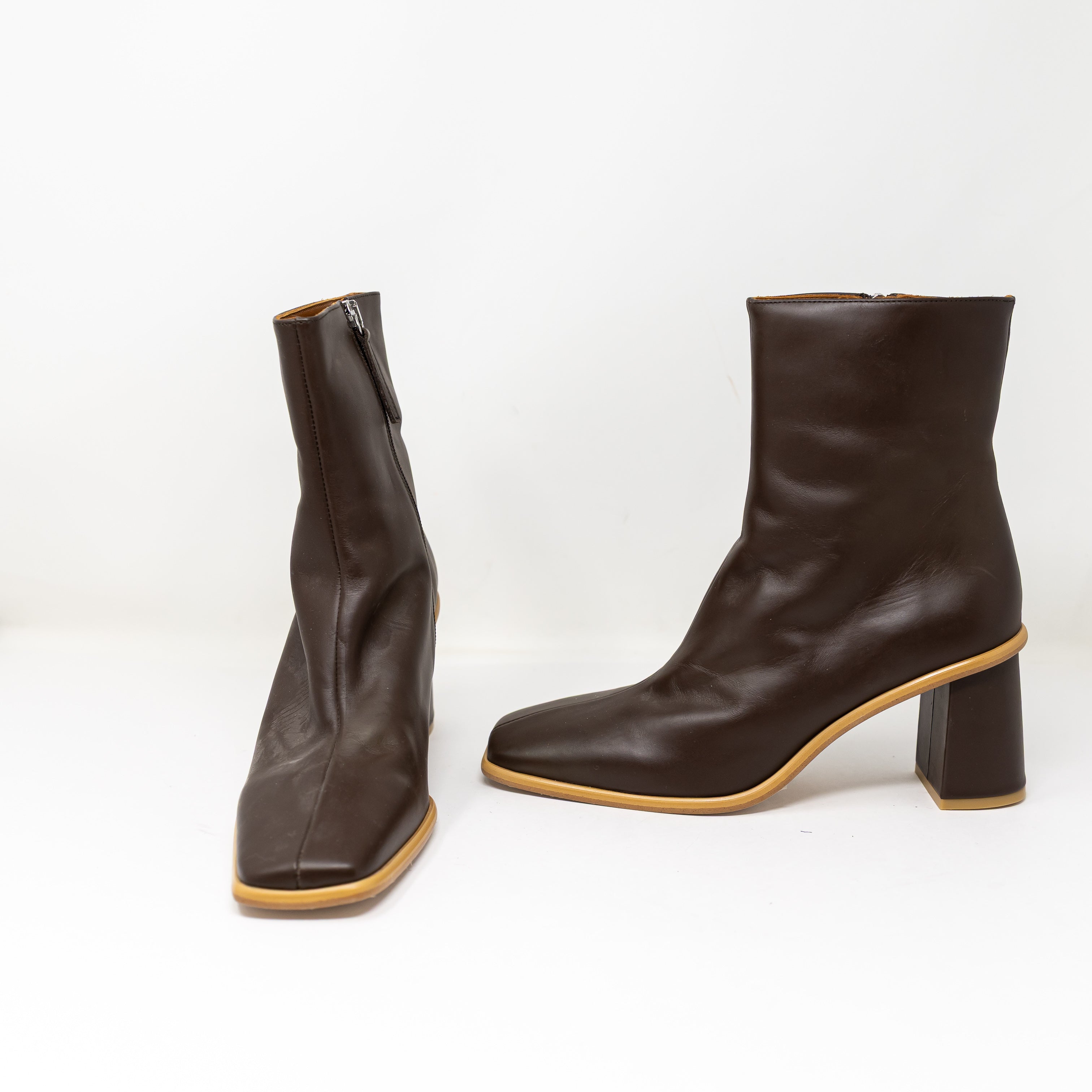 NEW Alohas Women's West Vintage Brown Leather Heel Ankle Booties Shoes 10