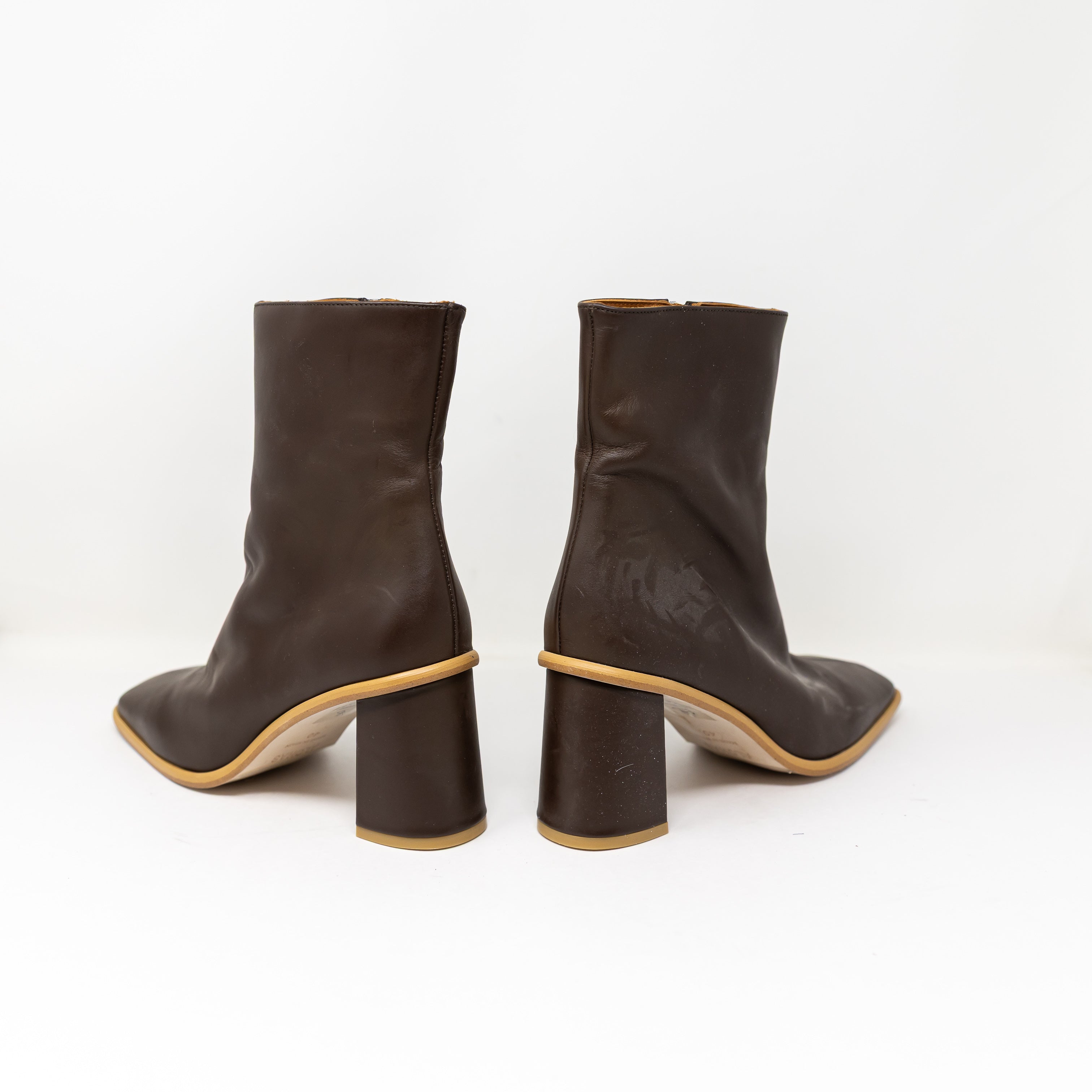 NEW Alohas Women's West Vintage Brown Leather Heel Ankle Booties Shoes 10