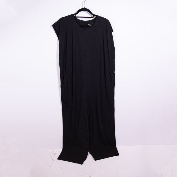 Eileen Fisher Traceable Organic Cotton Jersey Knit Stretch Front Zip Jumpsuit L