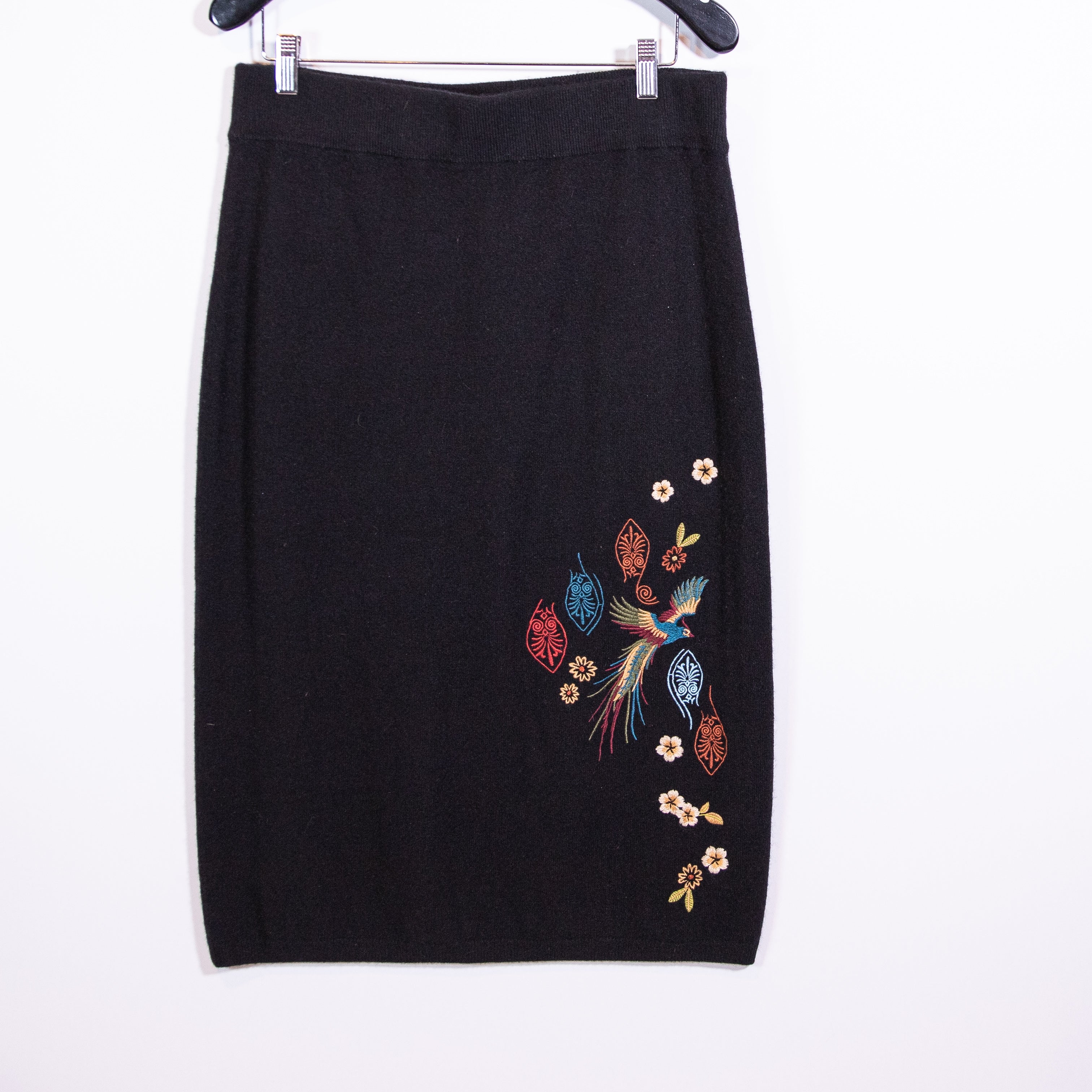 NEW Johnny Was Isabella Wool Cashmere Sweater Knit Floral Embroidered Skirt L