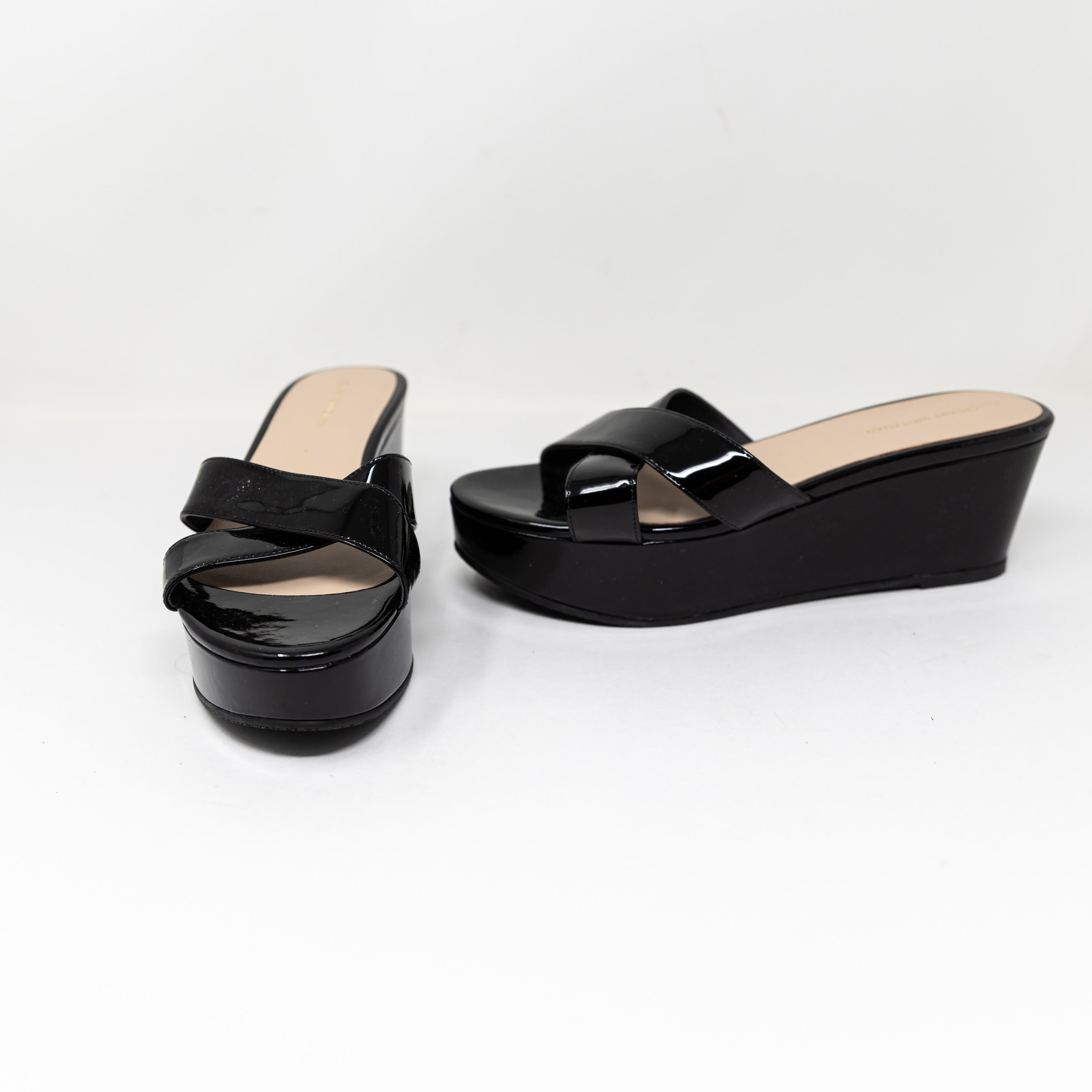 NEW Stuart Weitzman Avenue 65 Flatform Wedge Open Back Sandals Shoes Black 9