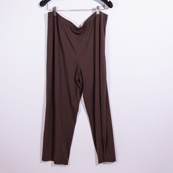 NEW Eileen Fisher Fine Jersey Straight Cropped Easy Length Pant Coffee Brown XL