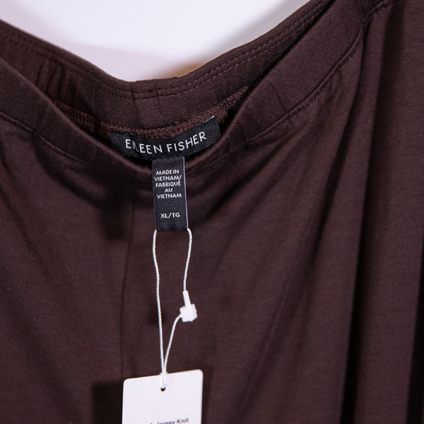 NEW Eileen Fisher Fine Jersey Straight Cropped Easy Length Pant Coffee Brown XL