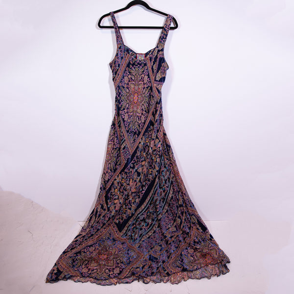 NEW Johnny Was Omo Burnout Peony Fully Lined Velvet Velour Multi Maxi Dress XL