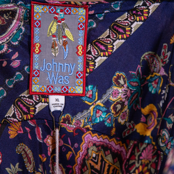NEW Johnny Was Omo Burnout Peony Fully Lined Velvet Velour Multi Maxi Dress XL