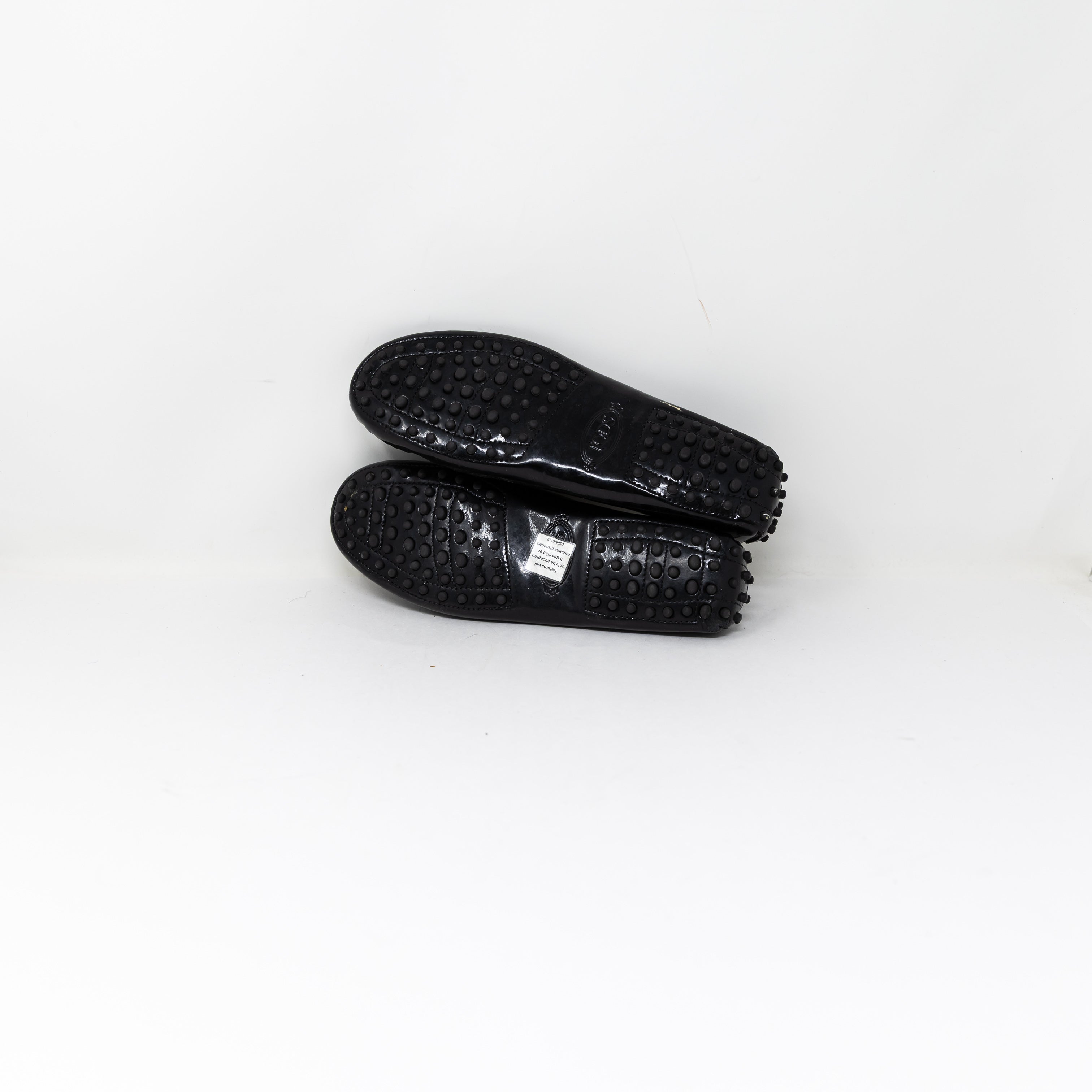 Tod's Women's Genuine Patent Leather Flat Slip On Loafers Driving Shoes Black 9