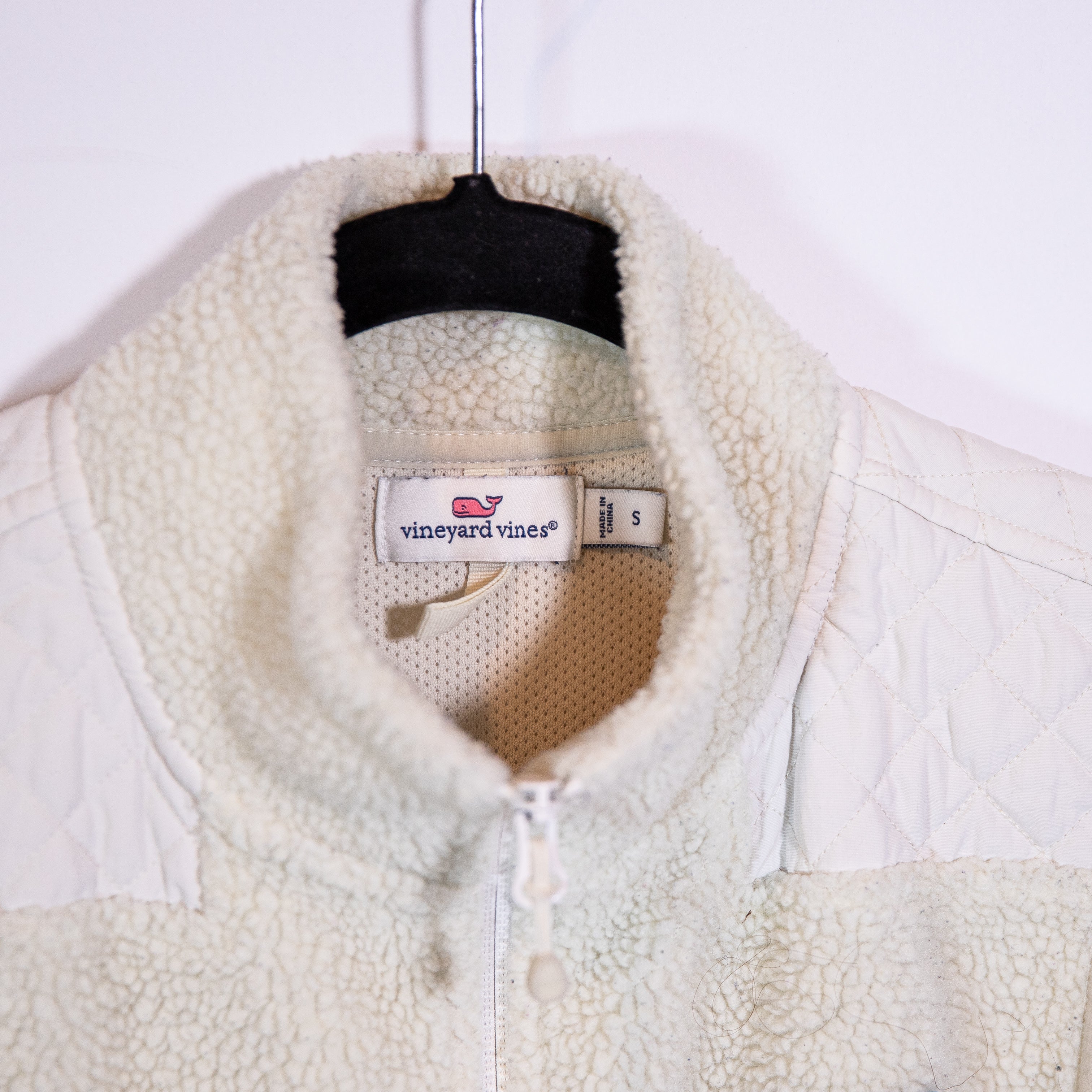 Vineyard Vines Women's Sea View Sherpa Teddy Sleeveless Full Zip Vest Jacket S