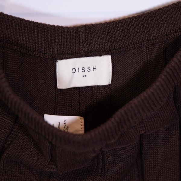 Dissh Women's Linen Cotton Knit Stretch Straight Leg Casual Pants Chocolate XS