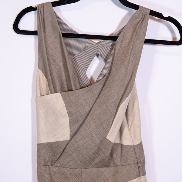 Gwen Stefani LAMB Women's Merino Wool Suiting Sleeveless Shift Dress Neutral S