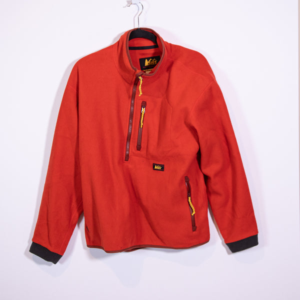 REI Co-Op Women's Trailsmith Fleece Layering Quarter Zip pullover Sweater Red L