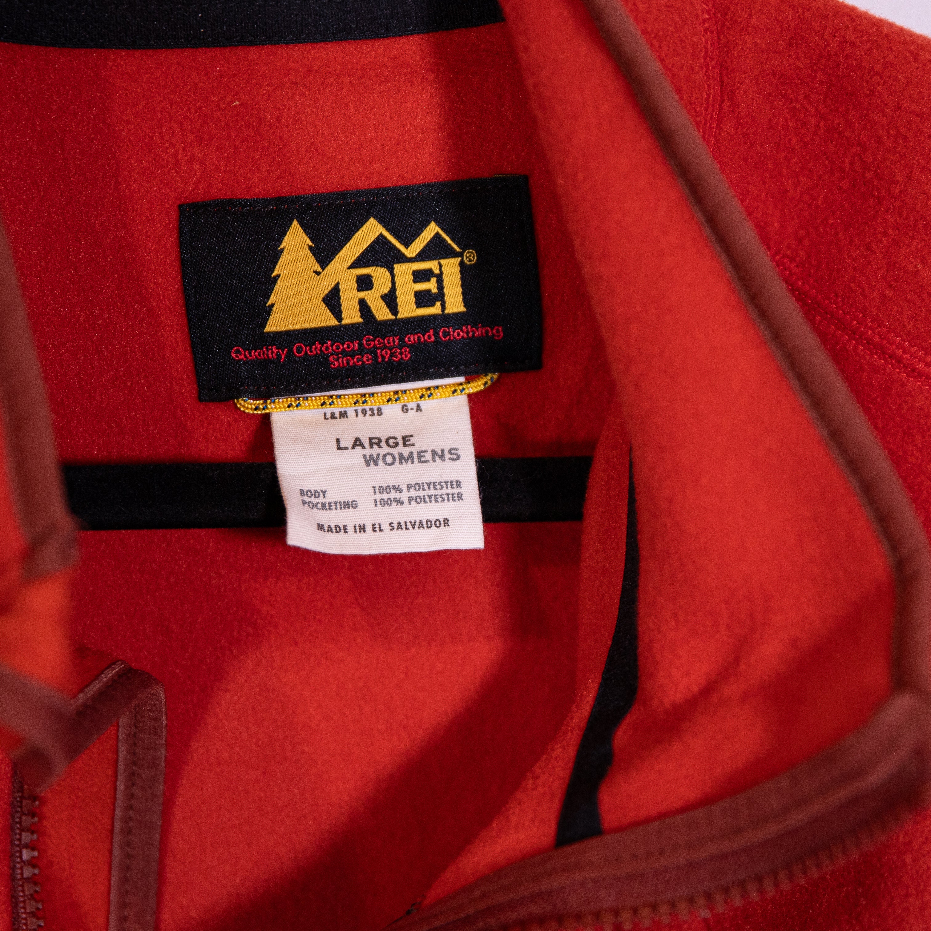 REI Co-Op Women's Trailsmith Fleece Layering Quarter Zip pullover Sweater Red L