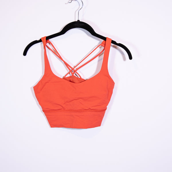 Lululemon Women's Free To Be Athletic Work Out Sports Bra Longline Vivid Flame 4