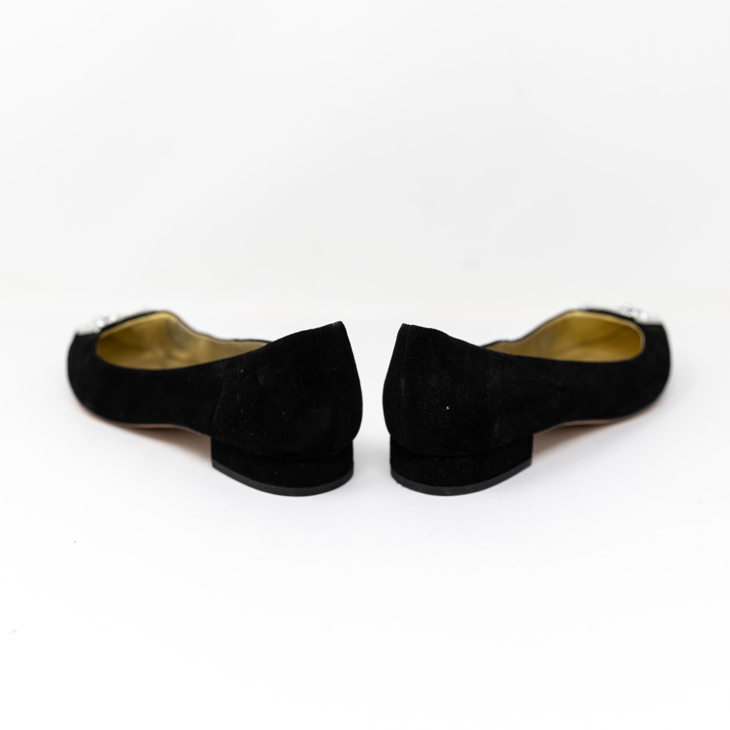 Kate Spade Buckle Up Suede Crystal Jewel Diamond Embellished Ballet Flats Shoes