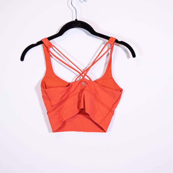 Lululemon Women's Free To Be Athletic Work Out Sports Bra Longline Vivid Flame 4