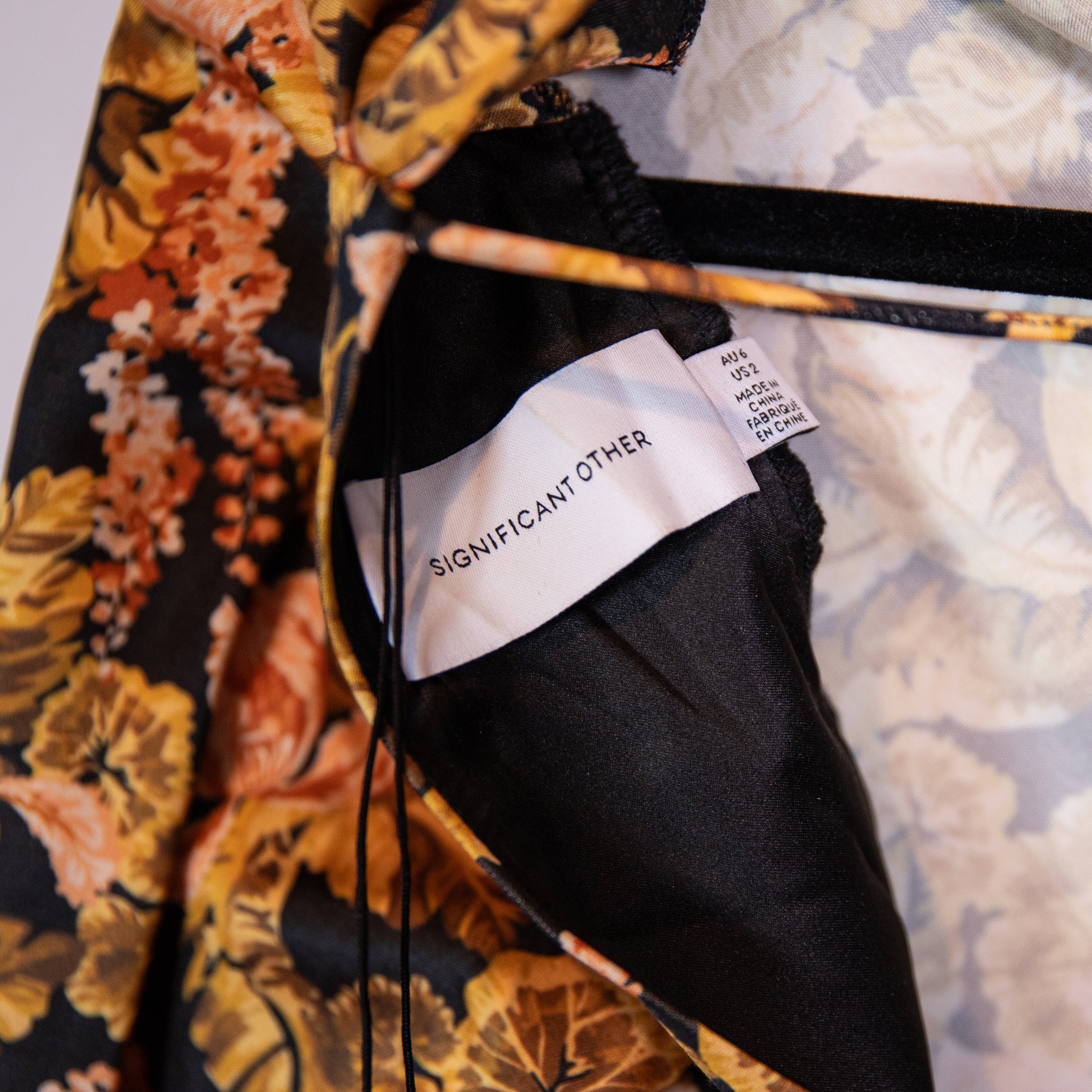 Significant Other Yvonne Black Sangria Floral Flower Print Satin Maxi Dress 2