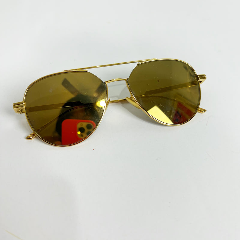 Bottega Veneta BV1013SK Gold Metallic Frame Over Size Aviator Sunglasses