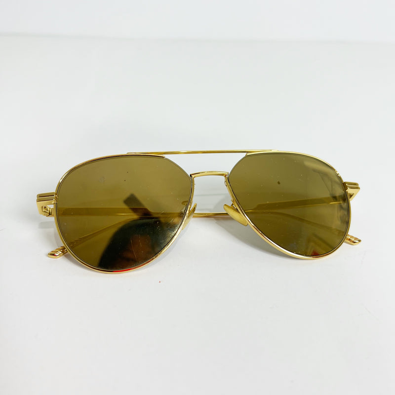 Bottega Veneta BV1013SK Gold Metallic Frame Over Size Aviator Sunglasses