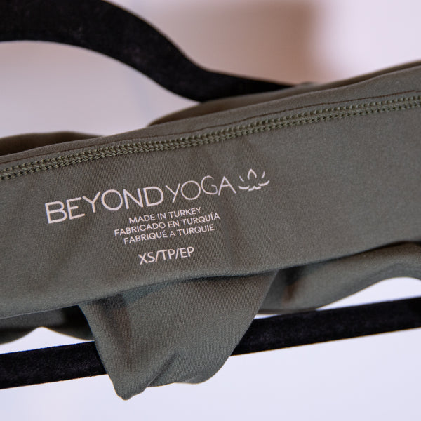 Beyond Yoga Powerbeyond Strive Long Line Racerback Sports Bra Modern Olive XS