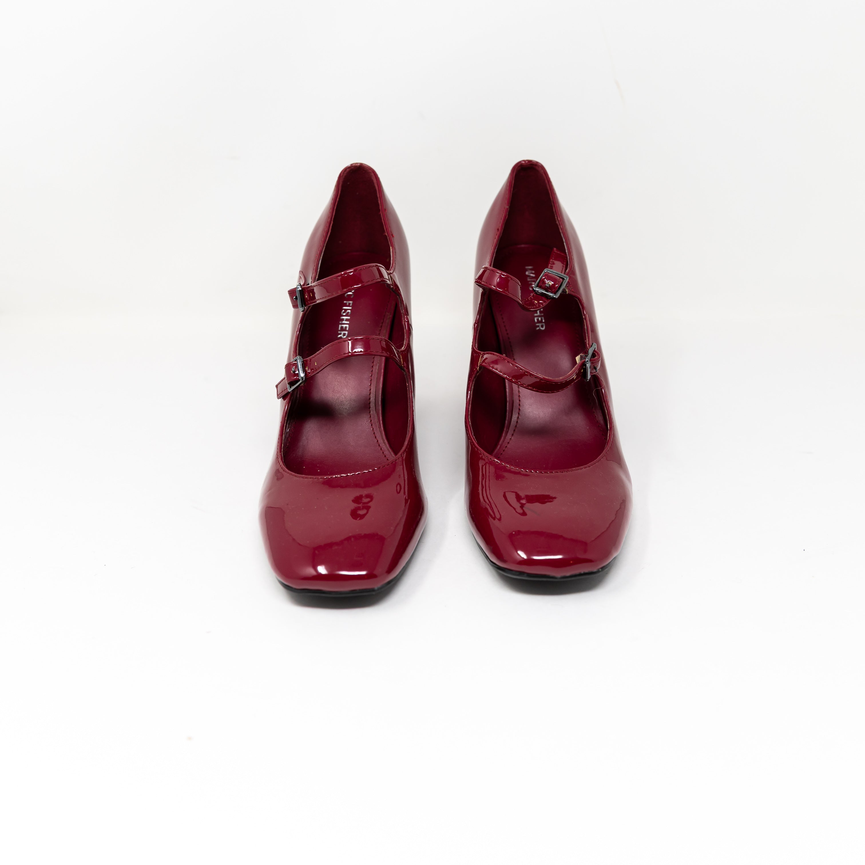NEW Marc Fisher Charisy Tapered Block Heel Dress Pumps Dark Red Patent Shoes 9