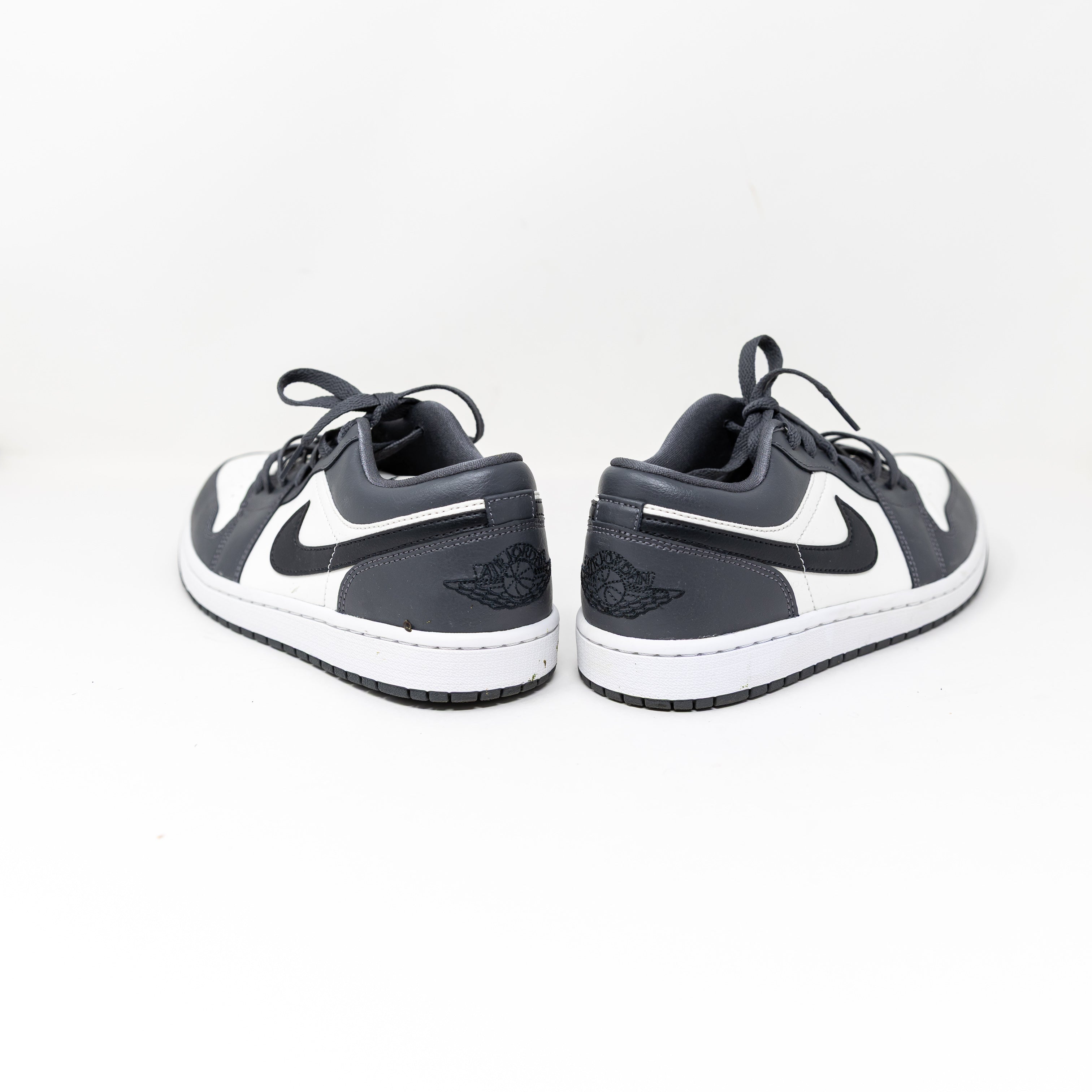 Nike Air Jordan Women's 1 Low Top Lace Up Leather Sneakers Shoes Dark Grey White