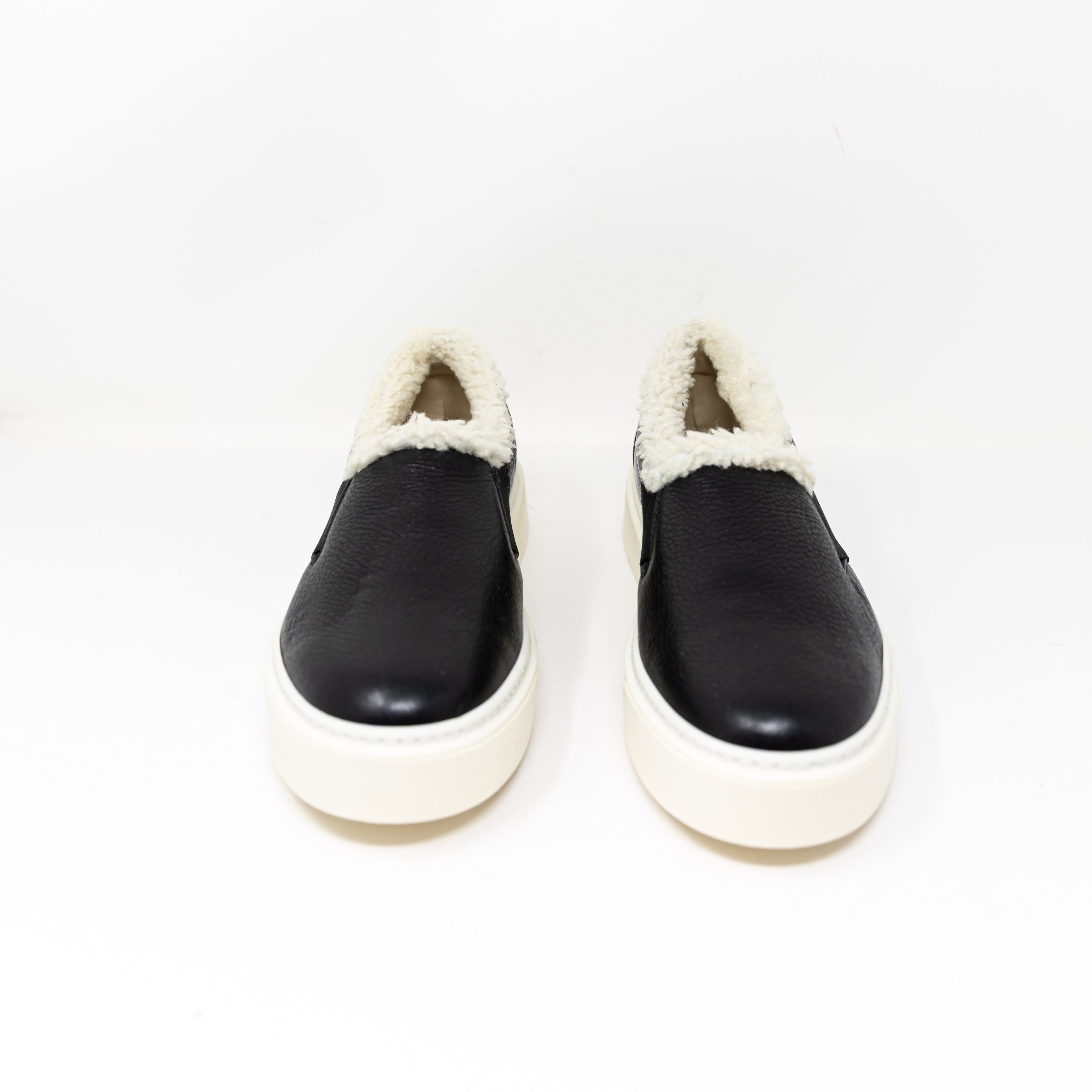 M. Gemi The Luciana Shearling Lined Genuine Leather Low Top Slip On Sneakers 9