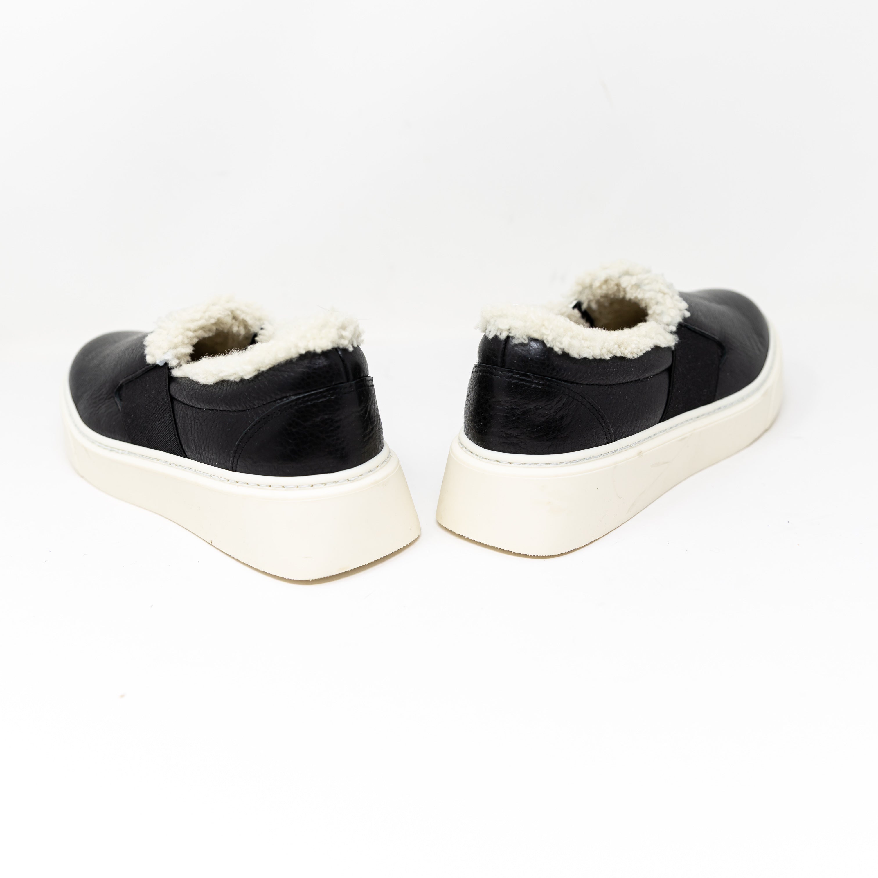 M. Gemi The Luciana Shearling Lined Genuine Leather Low Top Slip On Sneakers 9