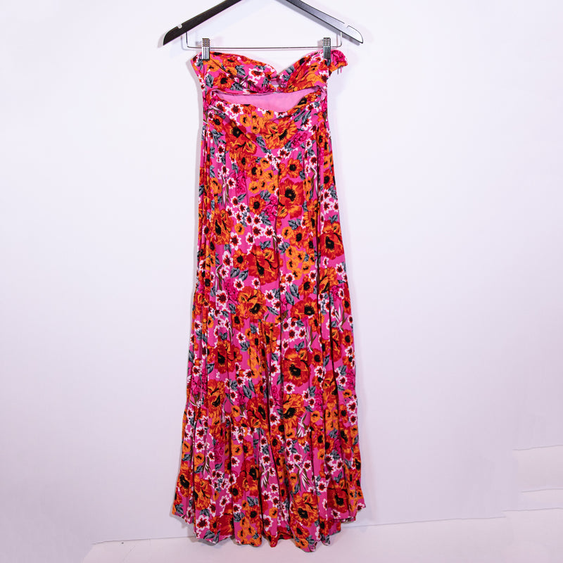 Petal &amp; Pup Sarai Circle Ring Strapless Cut Out Pink Floral Flower Maxi Dress 6