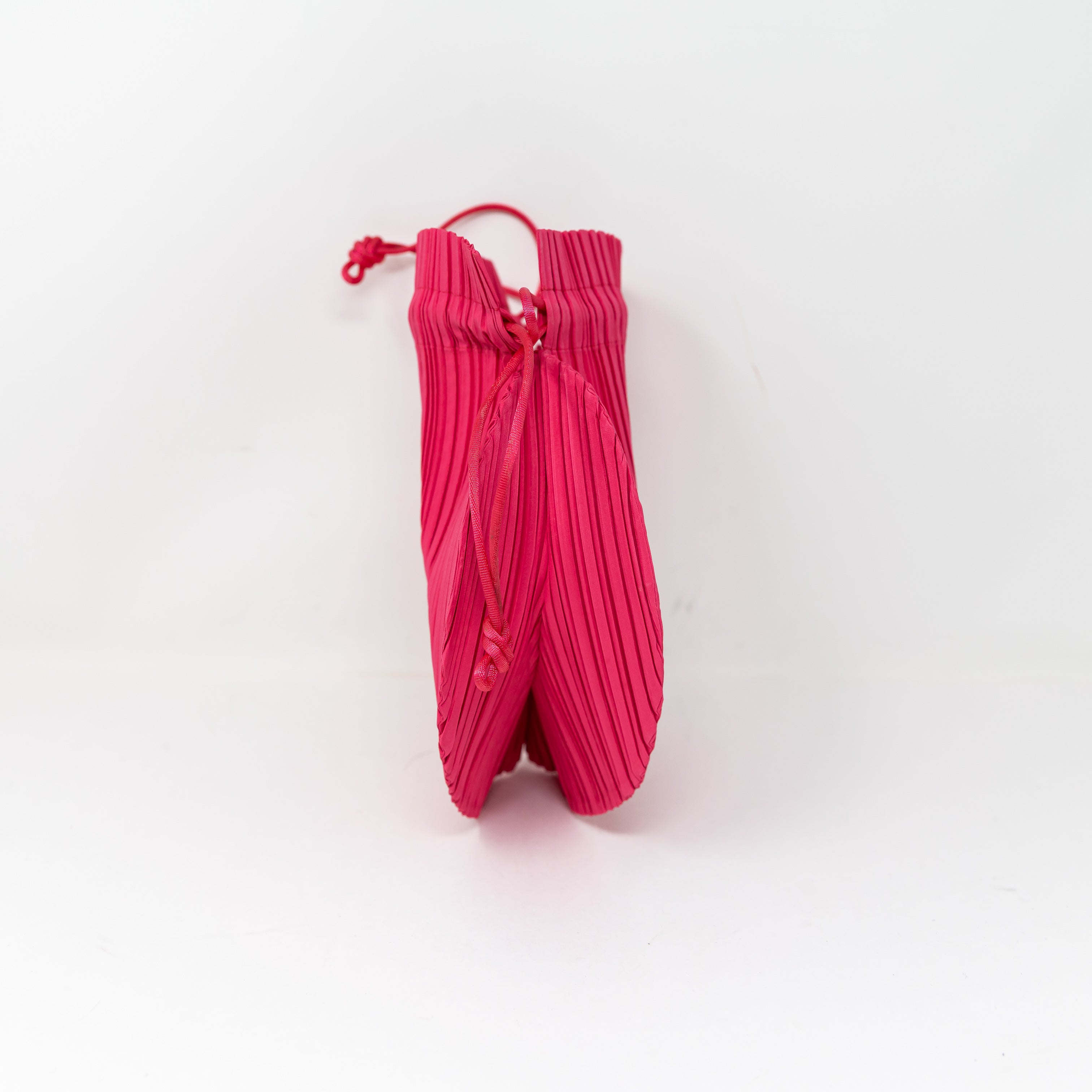 Issey Miyake Pleats Pleats Cinch Top Mini Pouch Purse Hot Pink