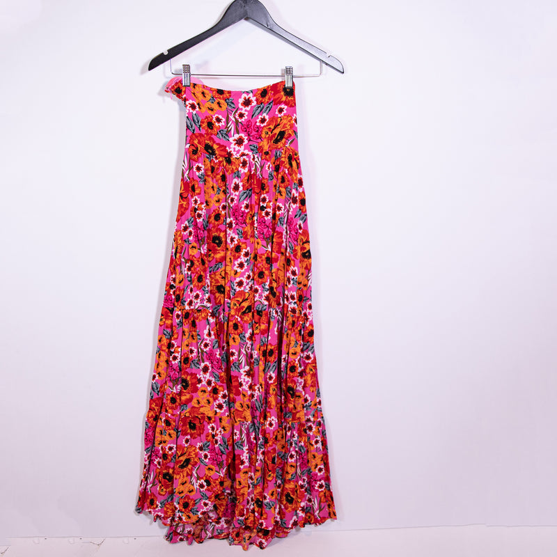 Petal &amp; Pup Sarai Circle Ring Strapless Cut Out Pink Floral Flower Maxi Dress 6