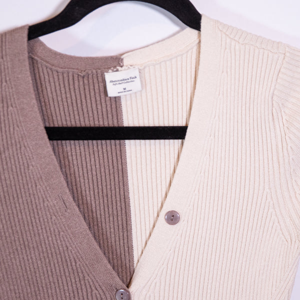 Abercrombie &amp; Fitch Ribbed Knit Stretch Button Front Two Tone Sweater Dress M