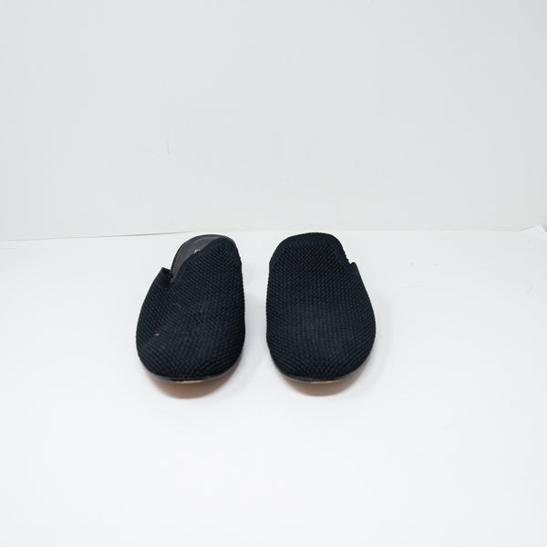 Eileen Fisher Betsy Knit Stretch Slip On Backless Block Heel Mule Shoes Black