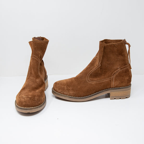NEW Antonio De Faria Mila Genuine Suede Leather Lug Sole Zp Up Ankle Booties 9.5