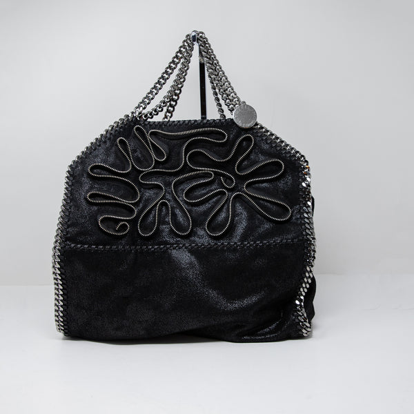 Stella Mccartney Falabella Fold Over Leather Zipper Embroidered Detail Purse