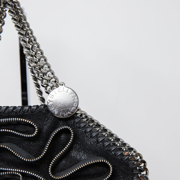 Stella Mccartney Falabella Fold Over Leather Zipper Embroidered Detail Purse