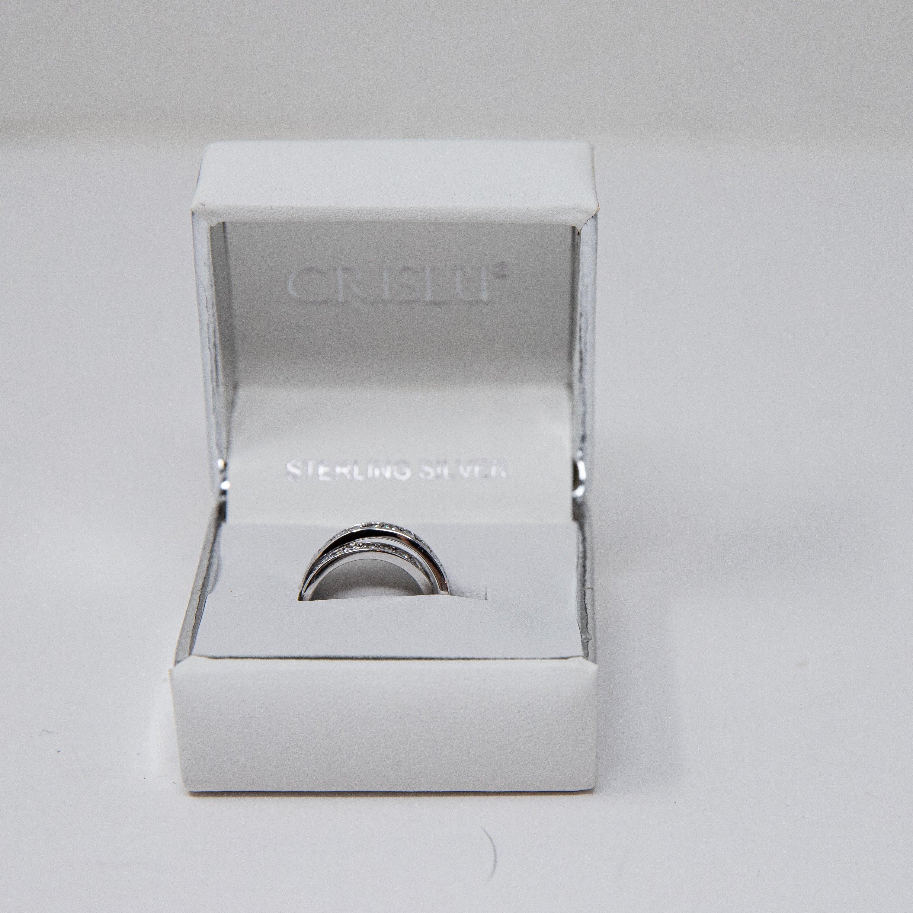 Crislu 925 Sterling Silver 1.2 Carat Cubic Zirconia Channel Set Criss Cross Ring