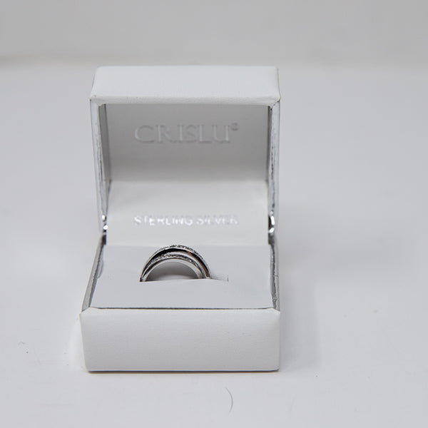 Crislu 925 Sterling Silver 1.2 Carat Cubic Zirconia Channel Set Criss Cross Ring