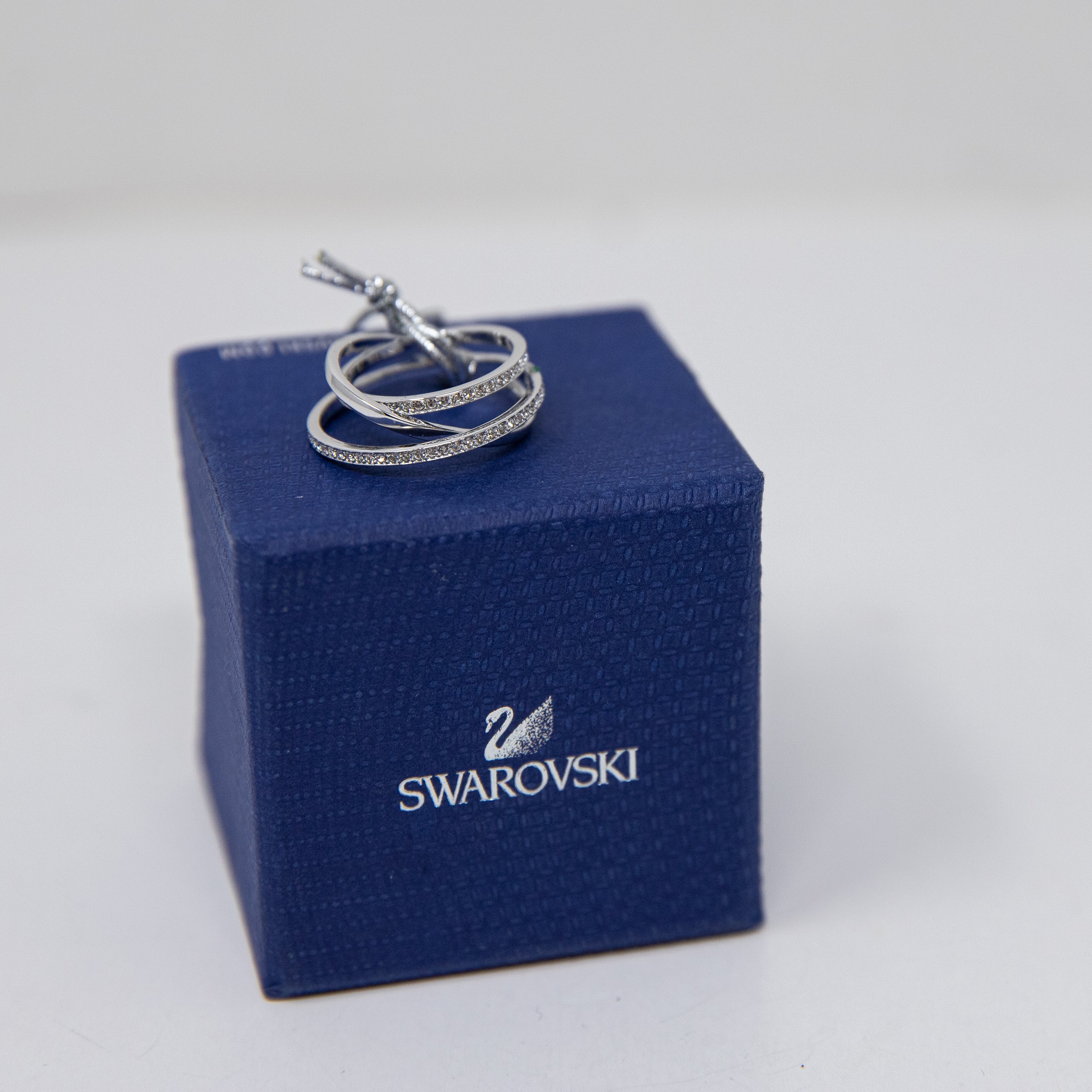 NEW Swarovski Crystal Mini Spiral Crossover 925 Silver Plated Ring 5071169