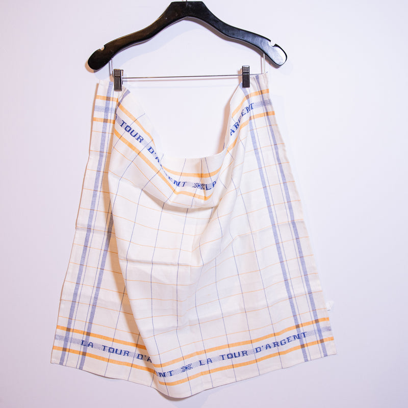 NWOT La Tour D'argent Cotton Woven Logo Embroidered Kitchen Dish Towel White