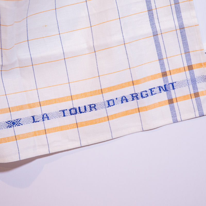 NWOT La Tour D'argent Cotton Woven Logo Embroidered Kitchen Dish Towel White