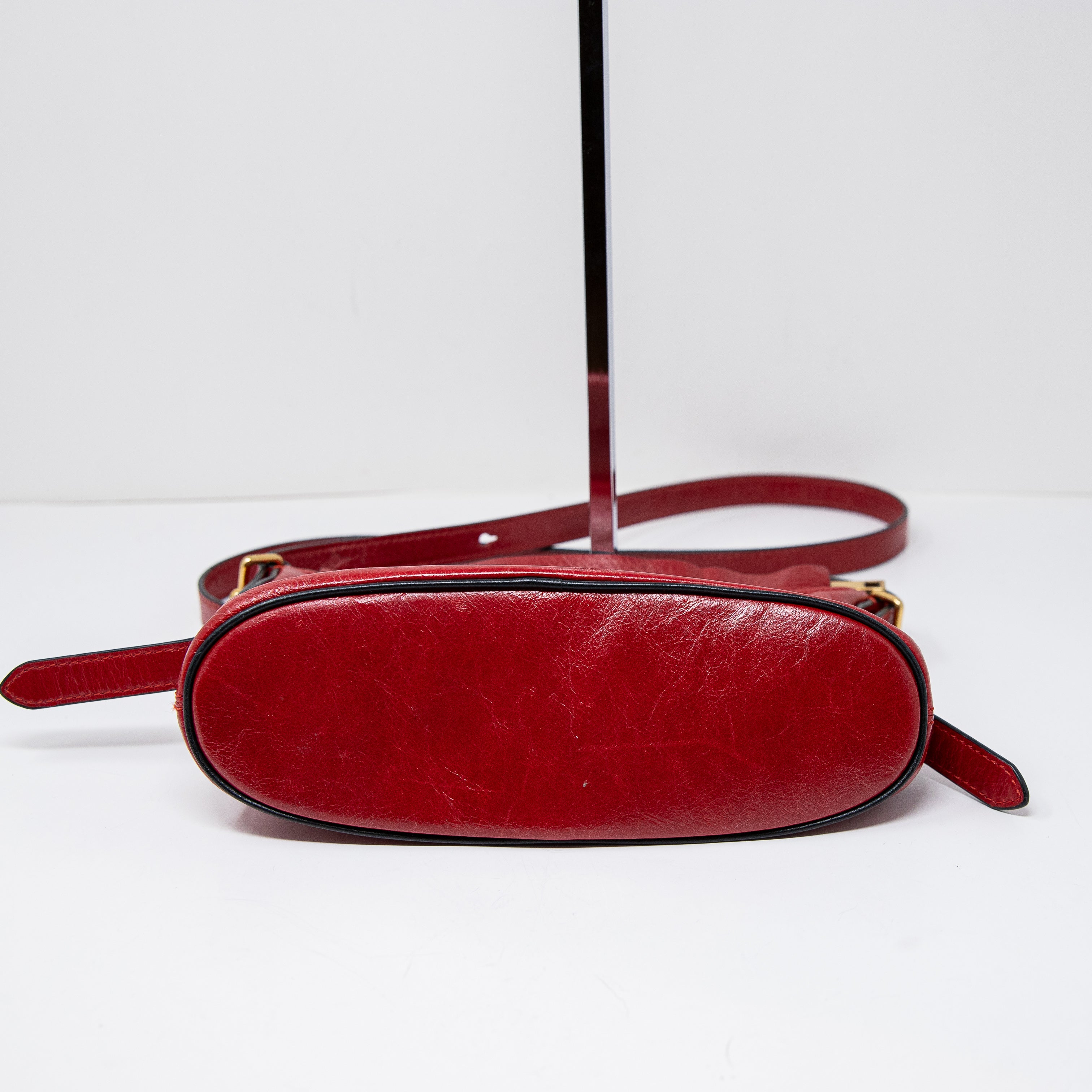 Marc Jacobs Side Sling Genuine Leather Crossbody Shoulder Purse Bag Red