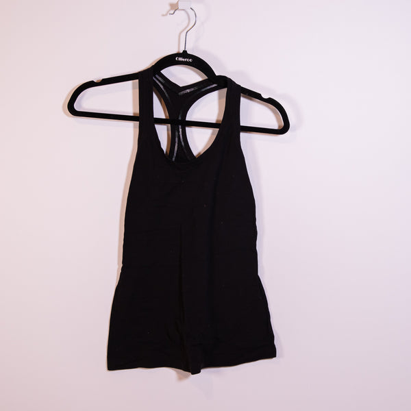 Lululemon Women's Cool Racerback Solid Black White Contrast Stitch Tank Top M
