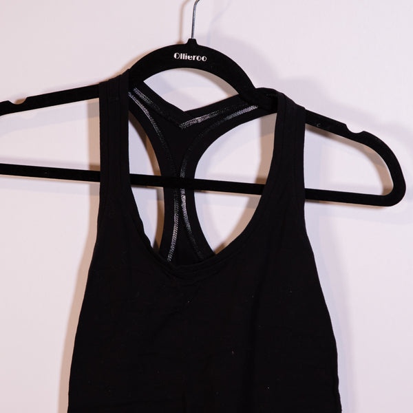 Lululemon Women's Cool Racerback Solid Black White Contrast Stitch Tank Top M