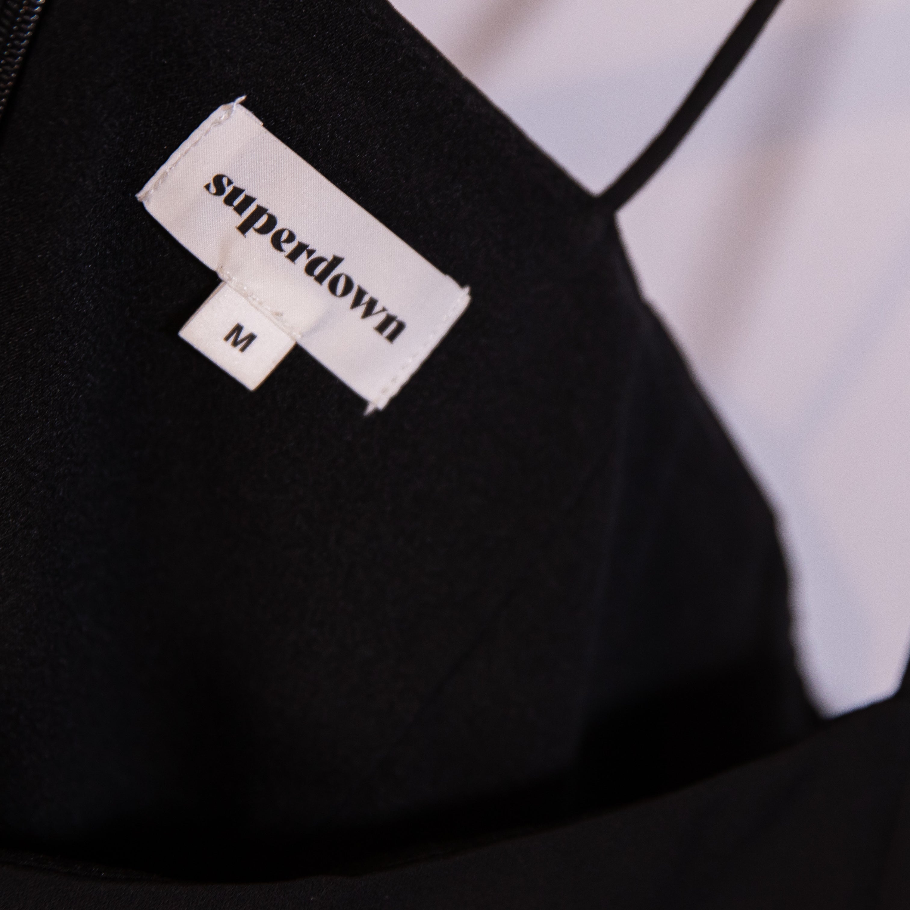 Superdown Chiffon Tank Strap Ruched Side Slit Mini Cocktail Party Dress Black M