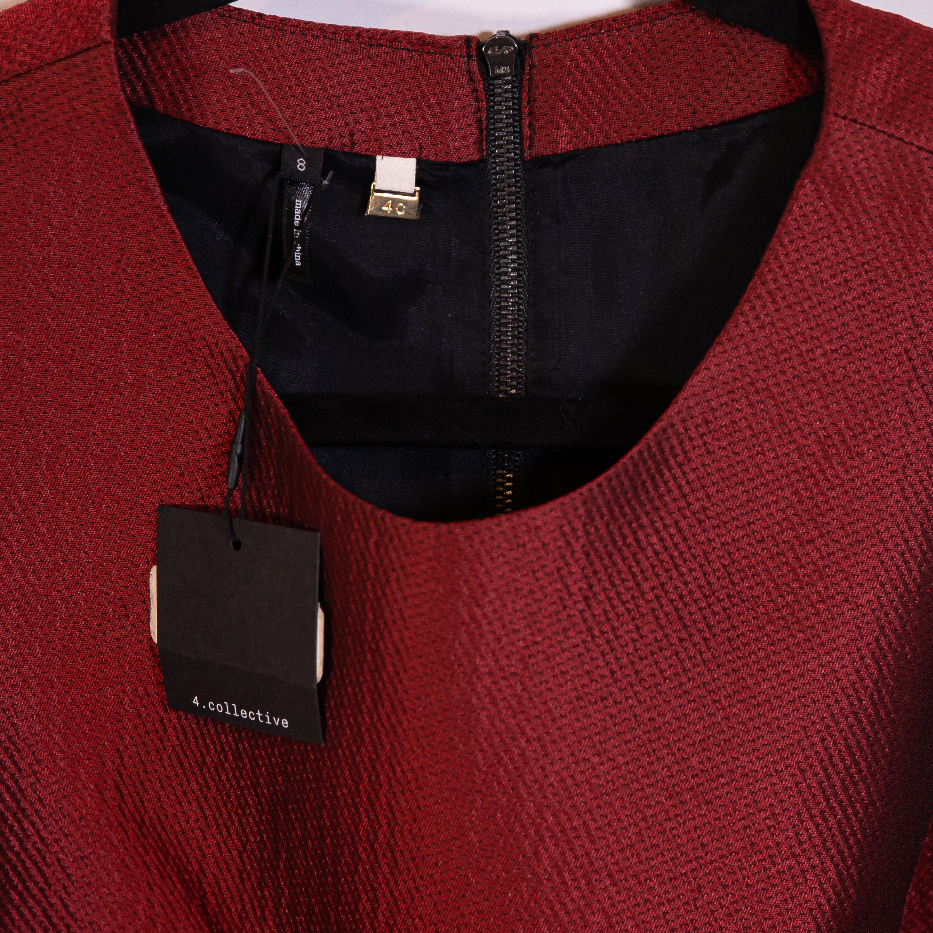 NEW 4.Collective Lulu Jacquard Textured Scoop Neck Sleeveless Blouse Top Red 8